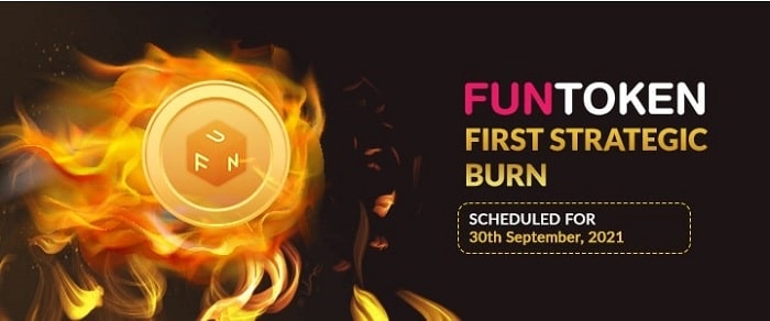 FUN Token first strategic burn 30th September 2021